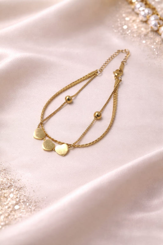 Golden Trio Heart Shine Bracelet